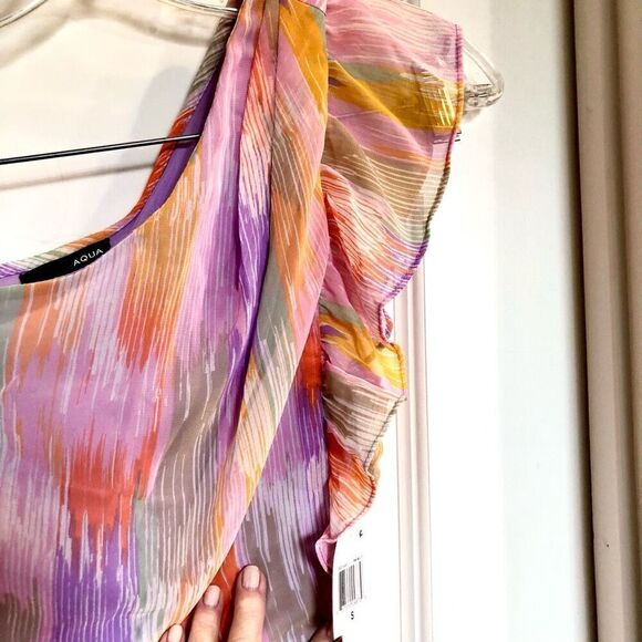 AQUA - NWT - 🎉3 X HP🎉 L Sz Small One-Shoulder Spring Print Midi Dress. ADORBS! - Picture 8 of 16